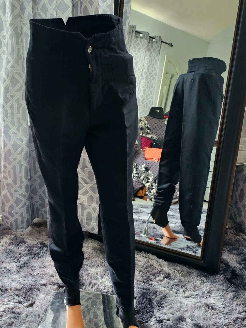 Bogner High‑Waisted Stirrup Ski Pants – Black Wedge Trousers - Vintage